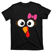 Cool Turkey Face Pink Bow For Funny Thanksgiving T-Shirt