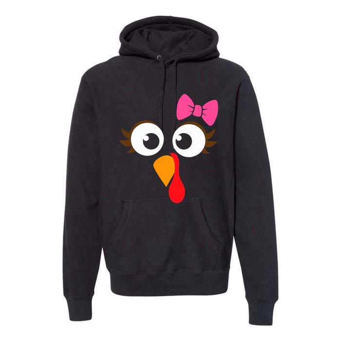 Cool Turkey Face Pink Bow For Funny Thanksgiving Premium Hoodie