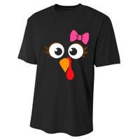 Cool Turkey Face Pink Bow For Funny Thanksgiving Performance Sprint T-Shirt