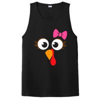 Cool Turkey Face Pink Bow For Funny Thanksgiving PosiCharge Competitor Tank