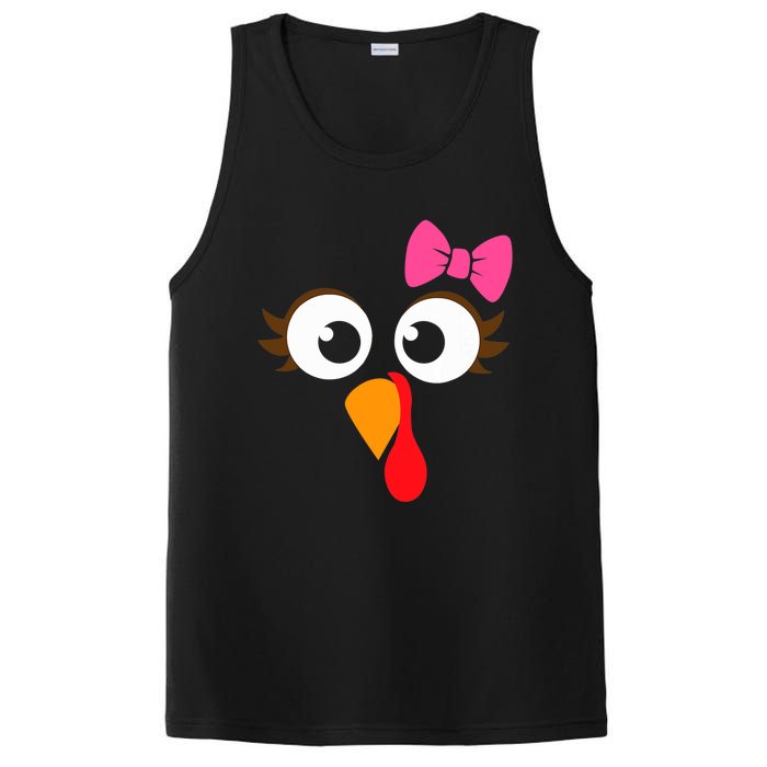 Cool Turkey Face Pink Bow For Funny Thanksgiving PosiCharge Competitor Tank