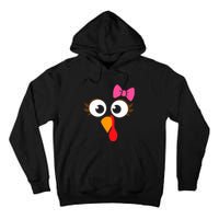 Cool Turkey Face Pink Bow For Funny Thanksgiving Tall Hoodie