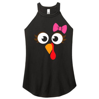 Cool Turkey Face Pink Bow For Funny Thanksgiving Women’s Perfect Tri Rocker Tank