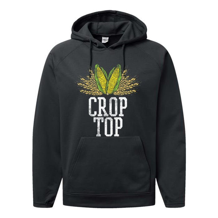 Crop Top Farm Pun Corn Farming Agriculture Funny Farmer Performance Fleece Hoodie