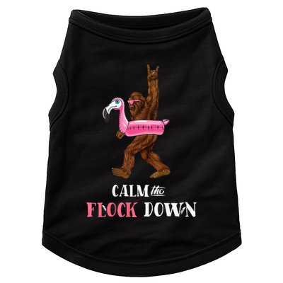 Calm The Flock Down Funny Pool Party Bigfoot Flamingo Doggie Tank
