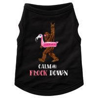 Calm The Flock Down Funny Pool Party Bigfoot Flamingo Doggie Tank