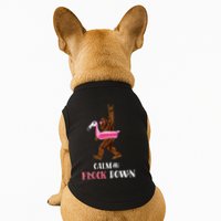 Calm The Flock Down Funny Pool Party Bigfoot Flamingo Doggie Tank