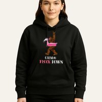 Calm The Flock Down Funny Pool Party Bigfoot Flamingo Hoodie