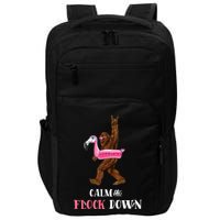 Calm The Flock Down Funny Pool Party Bigfoot Flamingo Impact Tech Backpack