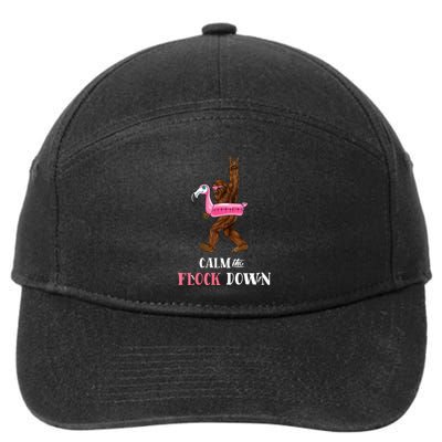 Calm The Flock Down Funny Pool Party Bigfoot Flamingo 7-Panel Snapback Hat