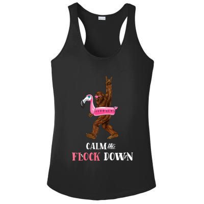 Calm The Flock Down Funny Pool Party Bigfoot Flamingo Ladies PosiCharge Competitor Racerback Tank