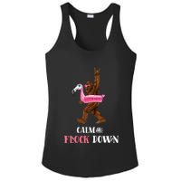 Calm The Flock Down Funny Pool Party Bigfoot Flamingo Ladies PosiCharge Competitor Racerback Tank