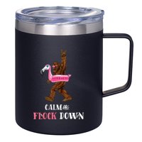 Calm The Flock Down Funny Pool Party Bigfoot Flamingo 12oz Stainless Steel Coffee Mug