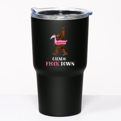 Calm The Flock Down Funny Pool Party Bigfoot Flamingo Tumbler