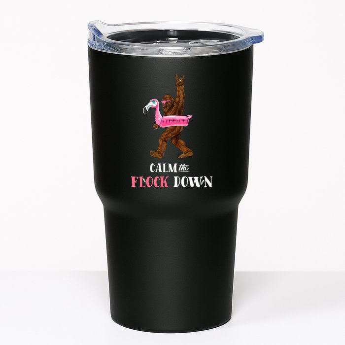 Calm The Flock Down Funny Pool Party Bigfoot Flamingo Tumbler