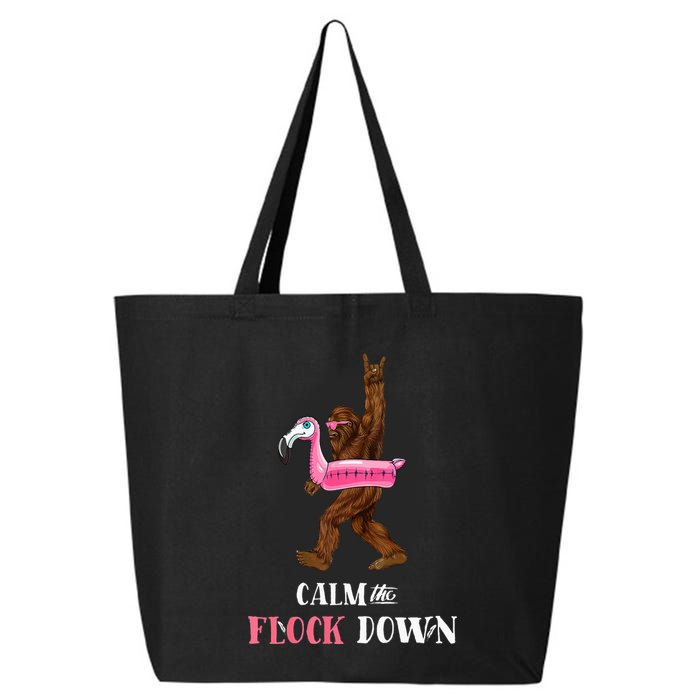 Calm The Flock Down Funny Pool Party Bigfoot Flamingo 25L Jumbo Tote