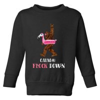 Calm The Flock Down Funny Pool Party Bigfoot Flamingo Toddler Sweatshirt