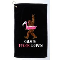 Calm The Flock Down Funny Pool Party Bigfoot Flamingo Golf Towel