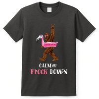 Calm The Flock Down Funny Pool Party Bigfoot Flamingo T-Shirt