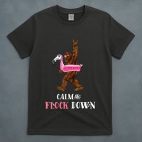 Calm The Flock Down Funny Pool Party Bigfoot Flamingo T-Shirt