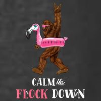 Calm The Flock Down Funny Pool Party Bigfoot Flamingo T-Shirt