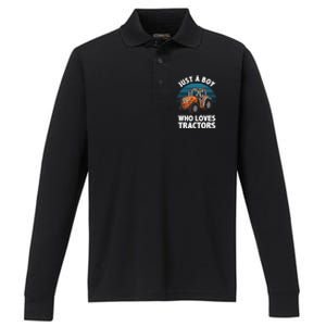 Cool Tractor For Boy Farmtruck Farmer Driver Performance Long Sleeve Polo