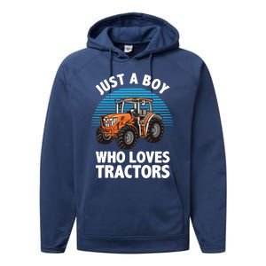 Cool Tractor For Boy Farmtruck Farmer Driver Performance Fleece Hoodie