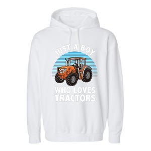 Cool Tractor For Boy Farmtruck Farmer Driver Garment-Dyed Fleece Hoodie