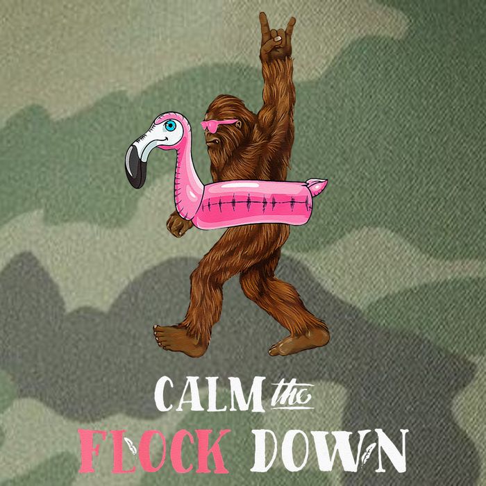 Calm The Flock Down Funny Pool Party Bigfoot Flamingo Legacy Tie Dye Trucker Hat