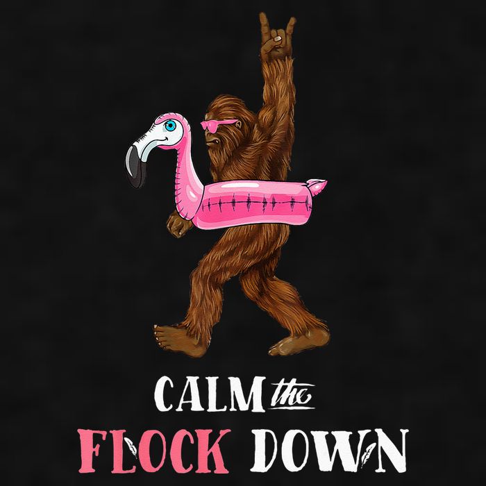 Calm The Flock Down Funny Pool Party Bigfoot Flamingo Ladies PosiCharge Tri-Blend Wicking Tank