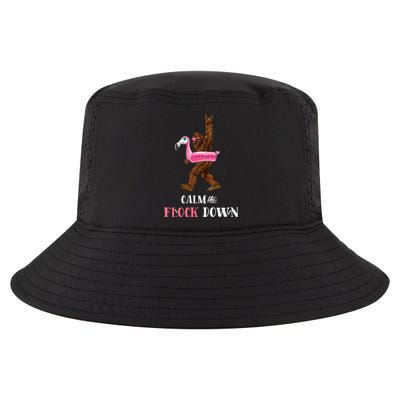 Calm The Flock Down Funny Pool Party Bigfoot Flamingo Cool Comfort Performance Bucket Hat