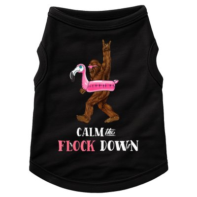 Calm The Flock Down Funny Pool Party Bigfoot Flamingo Doggie Tank