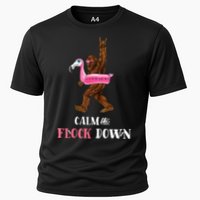 Calm The Flock Down Funny Pool Party Bigfoot Flamingo Performance Shirt