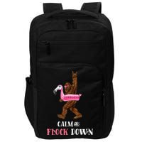 Calm The Flock Down Funny Pool Party Bigfoot Flamingo Impact Tech Backpack