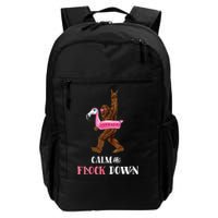 Calm The Flock Down Funny Pool Party Bigfoot Flamingo Backpack