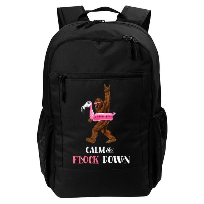 Calm The Flock Down Funny Pool Party Bigfoot Flamingo Backpack