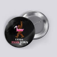 Calm The Flock Down Funny Pool Party Bigfoot Flamingo Button