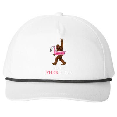 Calm The Flock Down Funny Pool Party Bigfoot Flamingo Snapback Five-Panel Rope Hat