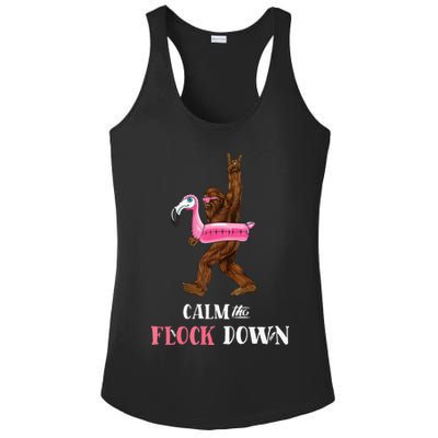 Calm The Flock Down Funny Pool Party Bigfoot Flamingo Ladies PosiCharge Competitor Racerback Tank