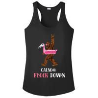 Calm The Flock Down Funny Pool Party Bigfoot Flamingo Ladies PosiCharge Competitor Racerback Tank