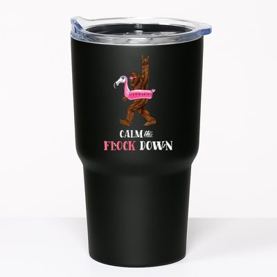 Calm The Flock Down Funny Pool Party Bigfoot Flamingo Tumbler
