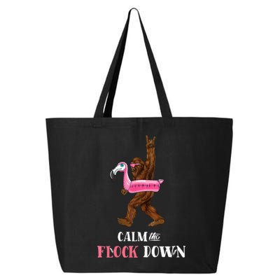 Calm The Flock Down Funny Pool Party Bigfoot Flamingo 25L Jumbo Tote
