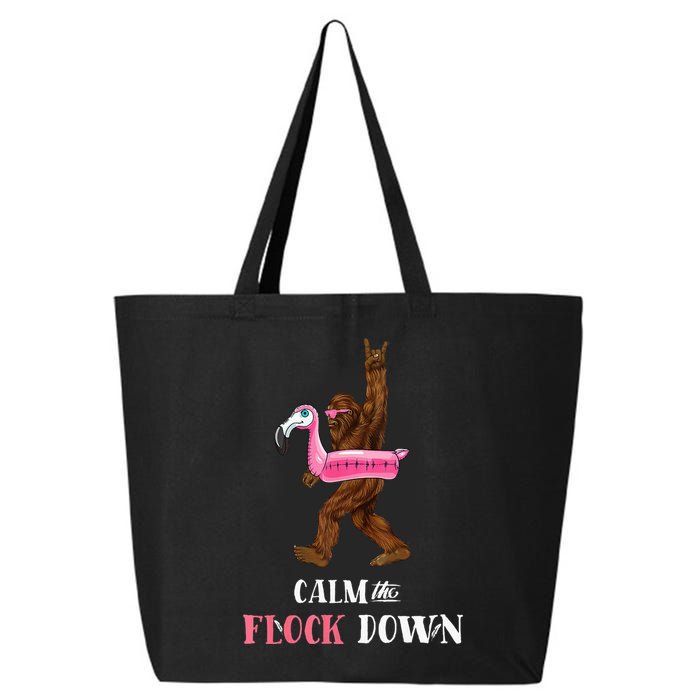 Calm The Flock Down Funny Pool Party Bigfoot Flamingo 25L Jumbo Tote