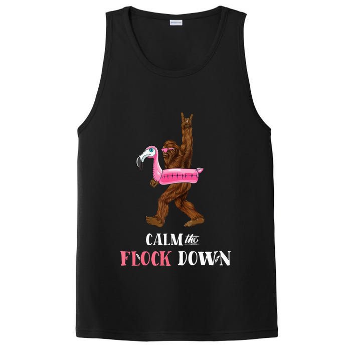 Calm The Flock Down Funny Pool Party Bigfoot Flamingo PosiCharge Competitor Tank