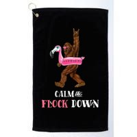 Calm The Flock Down Funny Pool Party Bigfoot Flamingo Golf Towel