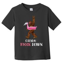 Calm The Flock Down Funny Pool Party Bigfoot Flamingo Toddler T-Shirt