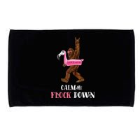 Calm The Flock Down Funny Pool Party Bigfoot Flamingo Microfiber Hand Towel