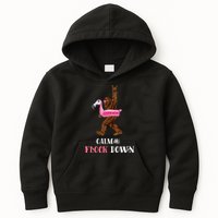 Calm The Flock Down Funny Pool Party Bigfoot Flamingo Kids Hoodie