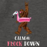 Calm The Flock Down Funny Pool Party Bigfoot Flamingo Vector Backpack