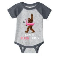 Calm The Flock Down Funny Pool Party Bigfoot Flamingo Infant Baby Jersey Bodysuit